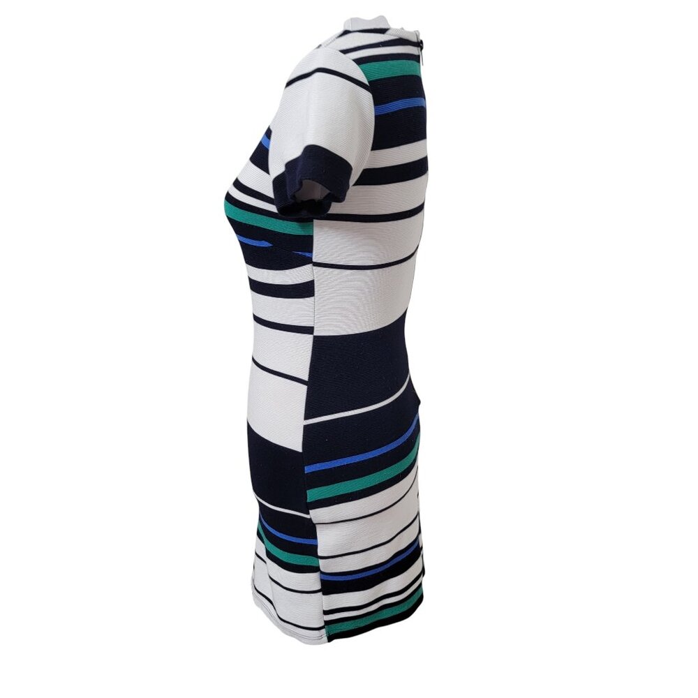 LuLu's Size S White Blue Teal Striped Bodycon Mini Dress - Picture 3 of 11